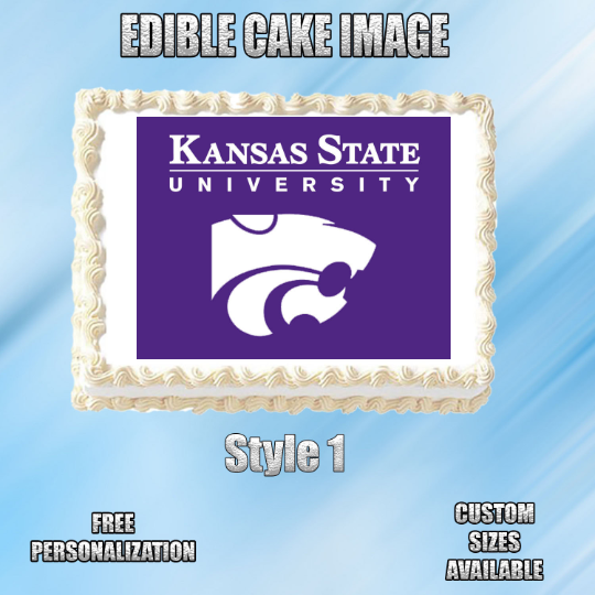 Kansas State Edible Image Topper Cupcake Frosting 1/4 Sheet 8.5 x 11