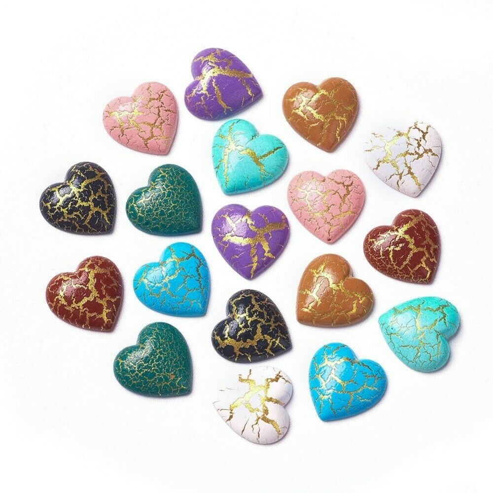 5 Heart Cabochons Flatbacks Resin Flat Back 12mm Valentines Jewelry Supply