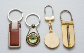 Lot of 4 Mixed High Quality Keychain Keyring, Gold, Silver, Leather, Honda - $6.92