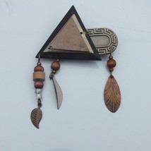 Triangle Brooch with Feather Charms Accents, Unique Southwestern Ladies ... - $4.95