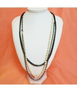 J. CREW Long Cain Necklace Trendy Pearl &amp; Chain Multi-Strand Statement N... - $18.97