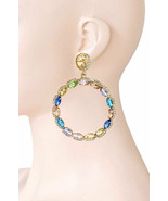 3&quot; Long Multicolor Acrylic Crystals Hoop Earrings Party, Casual Chic, Urban - $16.99