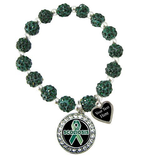 Holly Road Scoliosis Awareness Green Bling Stretch Bracelet Jewelry Choose Your
