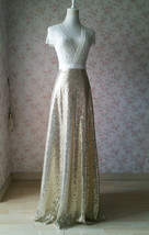 Gold Sequined Maxi Skirt High Waist Full Sequin Bridesmaid Maxi Skirt Plus Size image 2