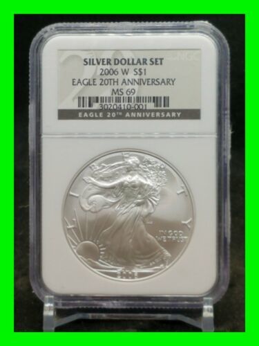Primary image for 2006 W S $1 Silver Eagle 20th Anniversary Silver Dollar Set NGC MS 69