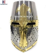 Medieval Epic Crusader Great Helm Medieval Knights Templar Helmet Armor Silver