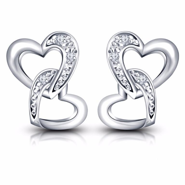 Lady Gift Heart Cut Pink Sapphire 18K White Gold Plated Gp Stud Earrings Sale