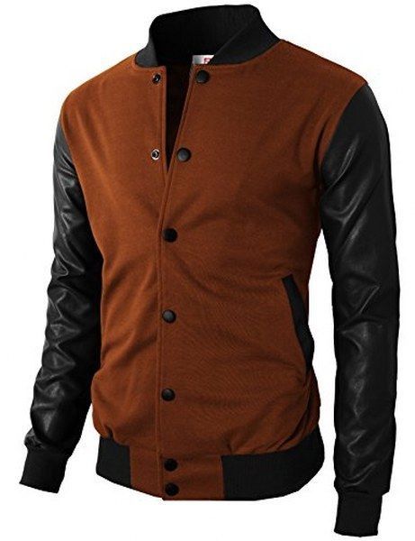 Image of Mens Baseball Bomber Jacket Casual Slim Fit Long Sleeves Zippered Sports Fashion