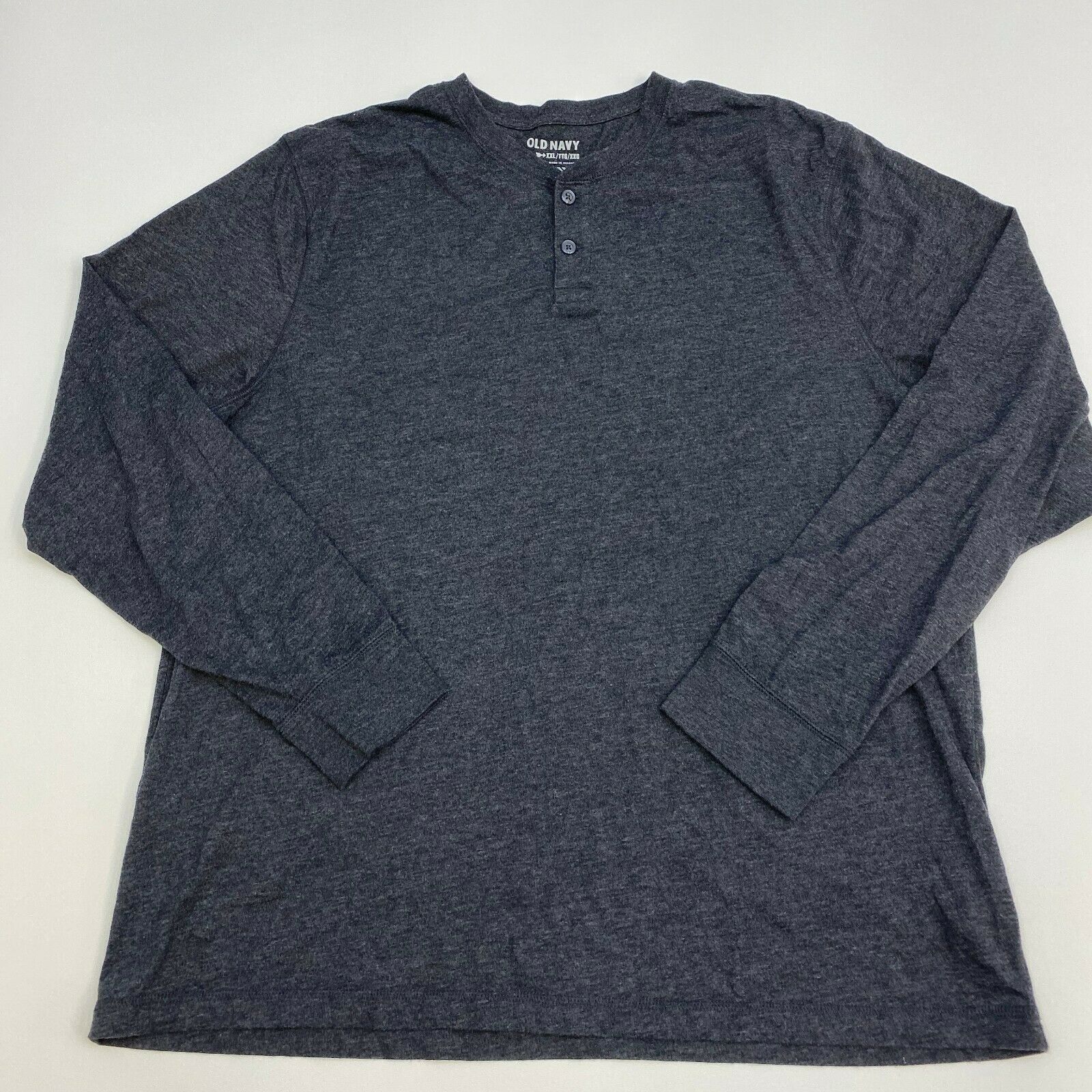 Old Navy Henley Shirt Mens XXL Gray Long Sleeve Casual - T-Shirts