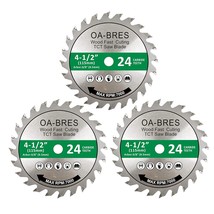 3 Pack 4-1/2-Inch 24T Tct Carbide Tipped Teeth Compact Circular Saw Blad... - $25.99