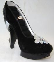 Ring Holder Stiletto Shoe Replica 4.5" High Black Velvet Jewelry Woman Fashion 