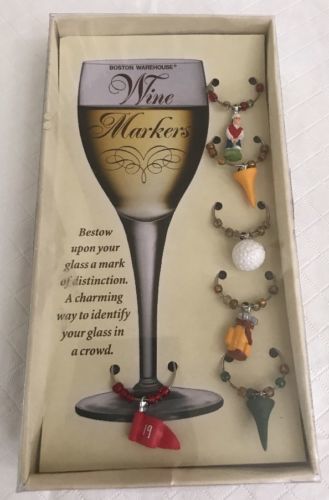 Marcatori da golf Vino in Vetro Boston Warehouse GOLF tema 2001 vintage novità 