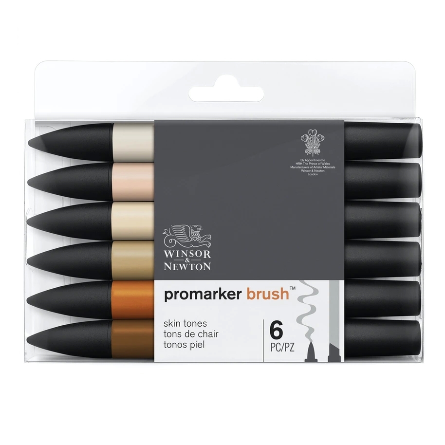 Winsor & Newton Brushmarker 6 Pen Brush Marker Set - Skin Tones,0290127