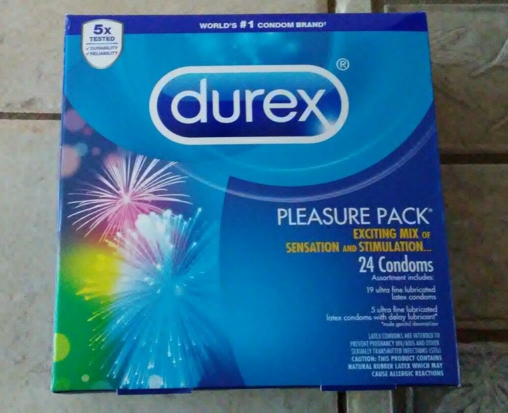 Durex Pleasure Pack Exciting Mix of Sensation and Stimulation 24 Latex Condoms