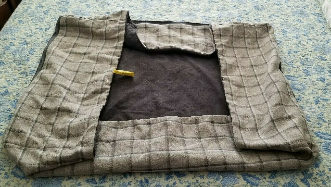 Nice Orvis Charcoal & Grey Plaid Reversible Large Dog Bed Replacement