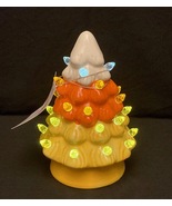 Mr Halloween light up ceramic mini tree candy corn colors orange yellow ... - $10.00