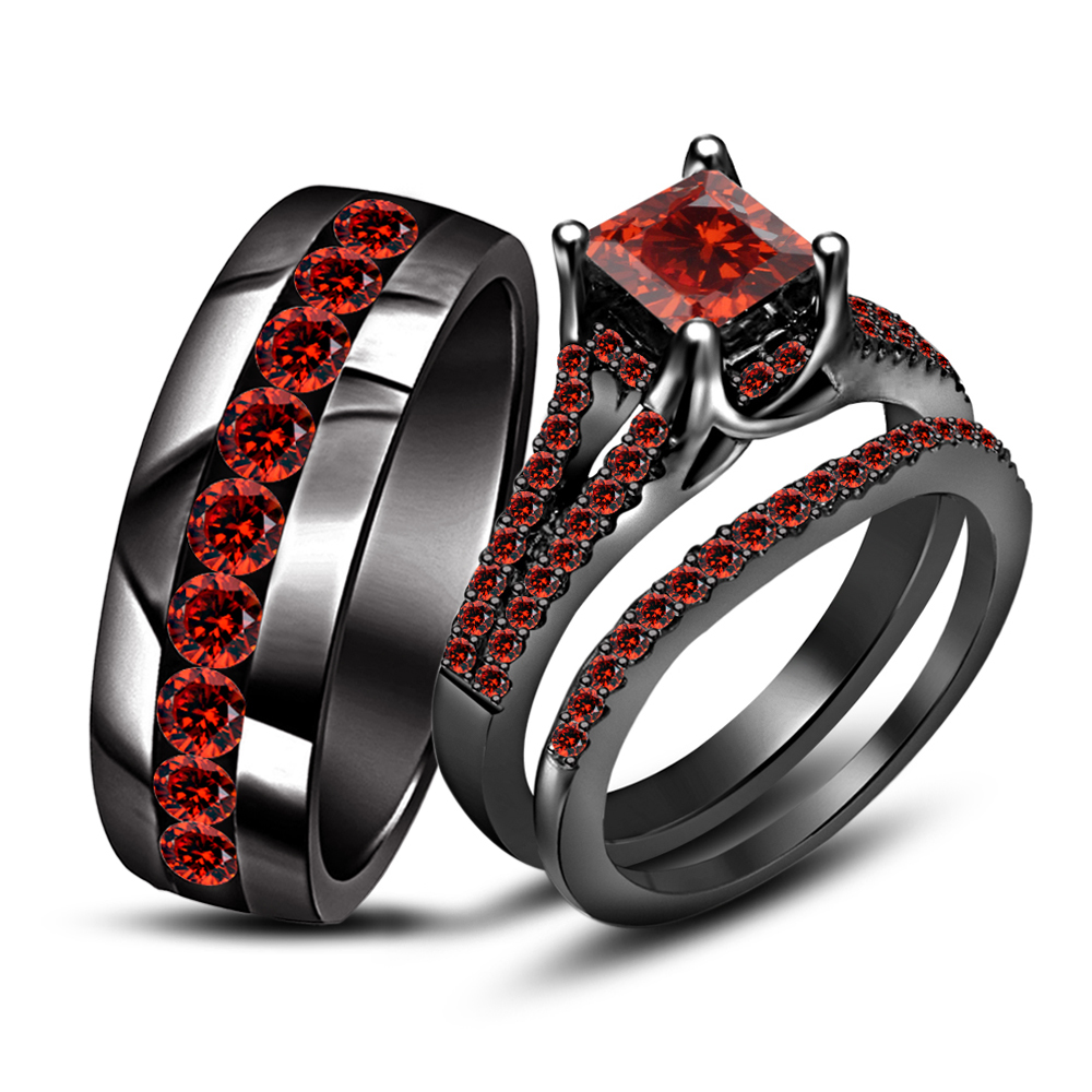 Concept Black Gold Wedding Ring Sets