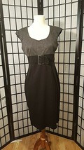 Evan Picone Two-tone Sheath Career Dress Black-Gray High Waist Sleeveles... - $29.69