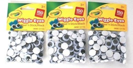 3 Bags Crayola 150 Pieces Wiggle Eyes Peel N Stick Black Age 3 Years & Up