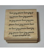 Love Joy Peace Rubber Stamp Background Stampin&#39; Up! New Retired Wood Mou... - $6.78
