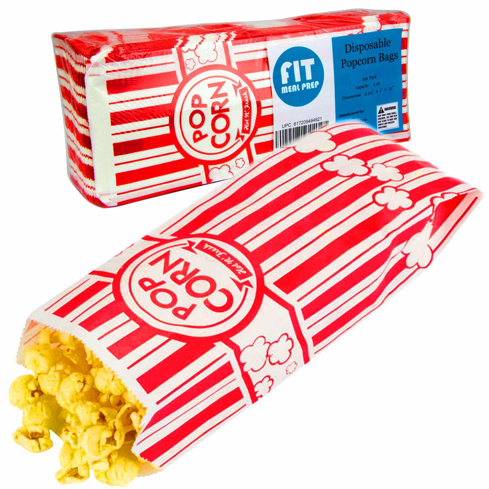 [250 Pack] 2 oz Popcorn Bags Disposable Popcorn Containers Paper