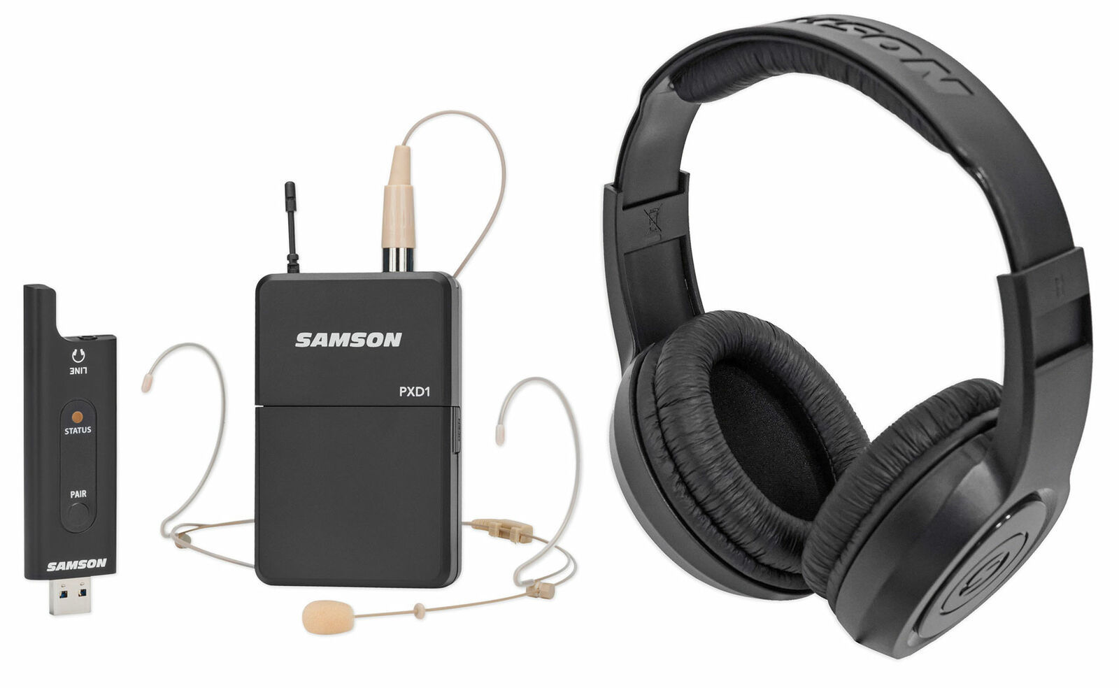 Samson Stage XPD2 Wireless Live Stream Podcast Broadcast Headset Mic+Headphones