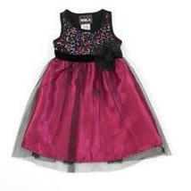 Girls Dress Party Holiday Pink Black RMLA Sequined Organza Satin Sleevel... - $21.78