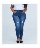 Seven7 Womens Plus 24W Blue Tummyless Technology Uneven Hem Skinny Jeans... - $23.51