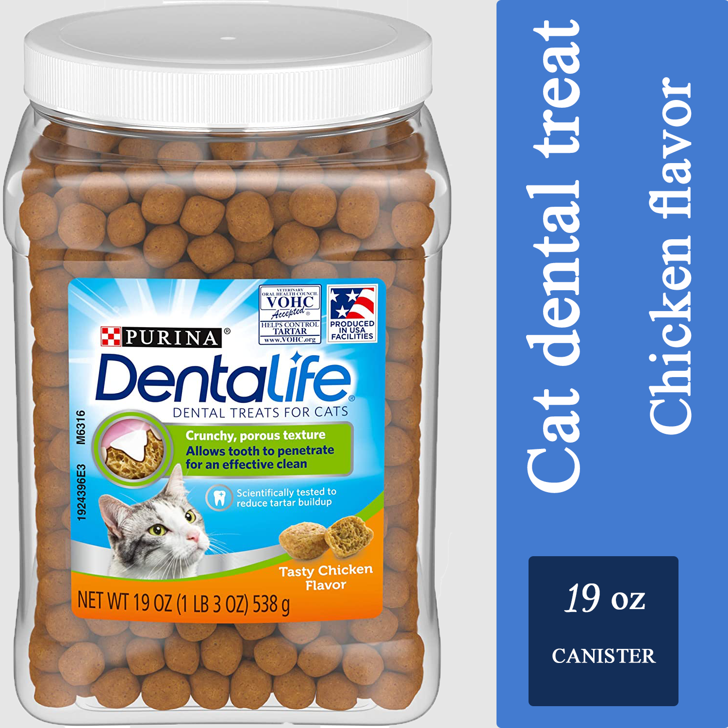 Purina DentaLife Adult Cat Treats 19 oz. Canister Chicken Cat Treats