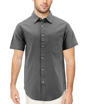 Men's Short Sleeve Cotton Linen Casual Lightweight Collared Button Up Shirt image 14