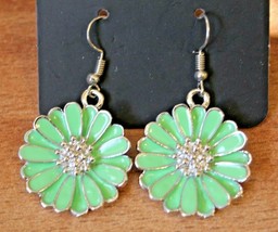 Distracted By Daisies - Green Flower - Fishhook - Dangling Earrings - Paparazzi - $8.42