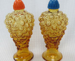 Vintage Amber Glass Mid Century Salt and Pepper Shakers Grapes MCM Italy Kugel