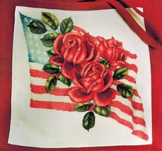 ✔️ American Beauty Rose Patriotic Flag USA 4th of July Cross Stitch Chart - $3.99