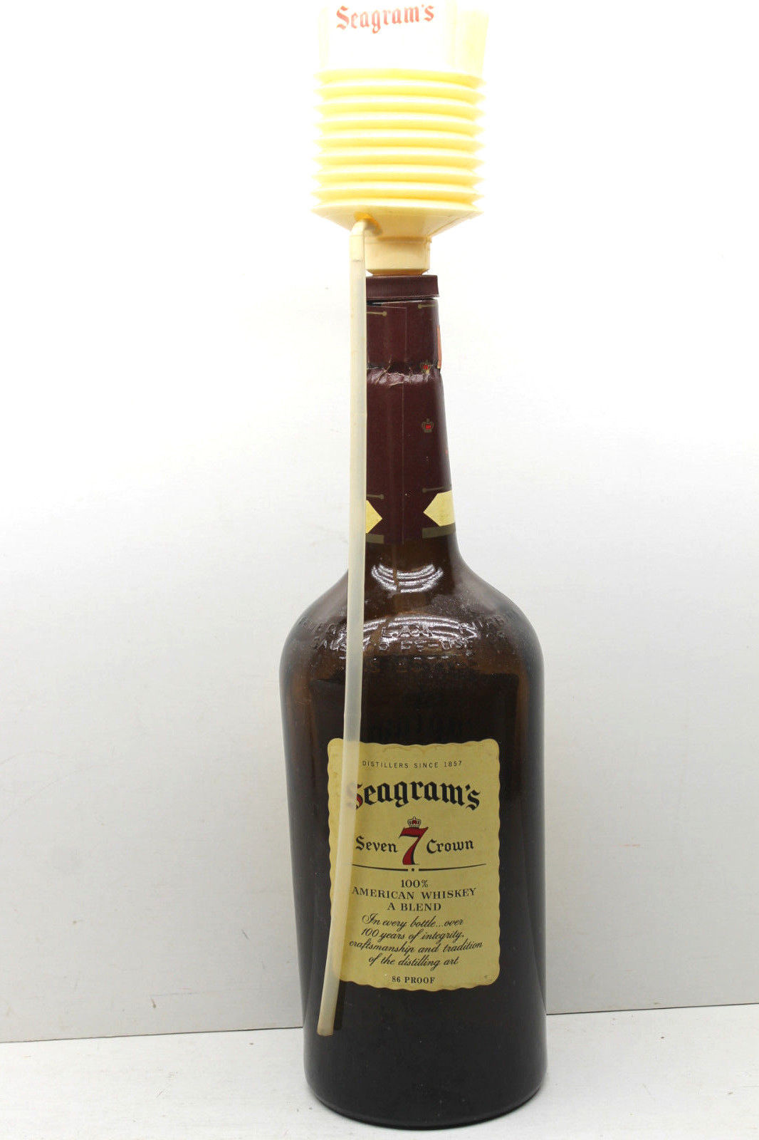 Seagrams 7 Seven Crown American Whiskey One Gallon Glass Bottle + Shot