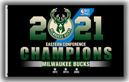 Milwaukee Bucks Eaestern Conference Champions 2021 Flag 90x150cm3x5ft Be... - $12.95
