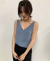 Sleeveless Pale Blue Chiffon Top V-Neck Chiffon Tank Top Bridesmaid Chiffon Top image 6