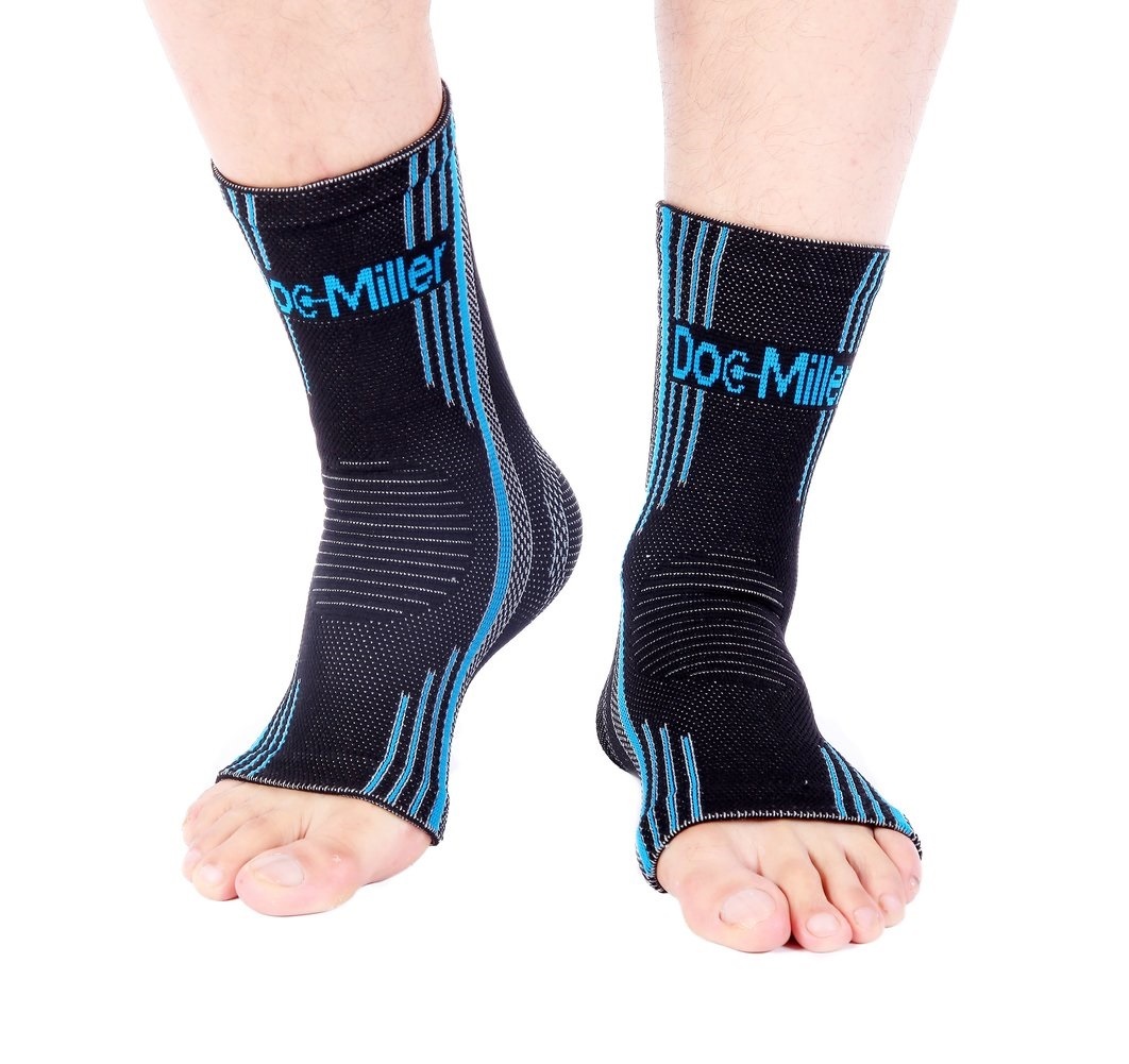 Doc Miller Ankle Brace Compression - Support Sleeve 1 Pair for Injury (Blue, M)