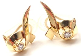 Authentic! Tiffany &amp; Co 18k Yellow Gold Diamond Ribbon Earrings - $3,097.50