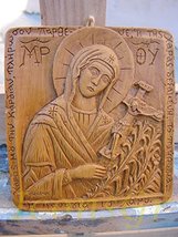 Handmade Carved Aromatic Icon Blessed From Mount Athos of Virgin Mary 49 - $48.31