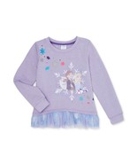 Disney Frozen 2 Elsa Anna Ruffle Long Sleeve Graphic Purple Sweatshirt S... - $11.97
