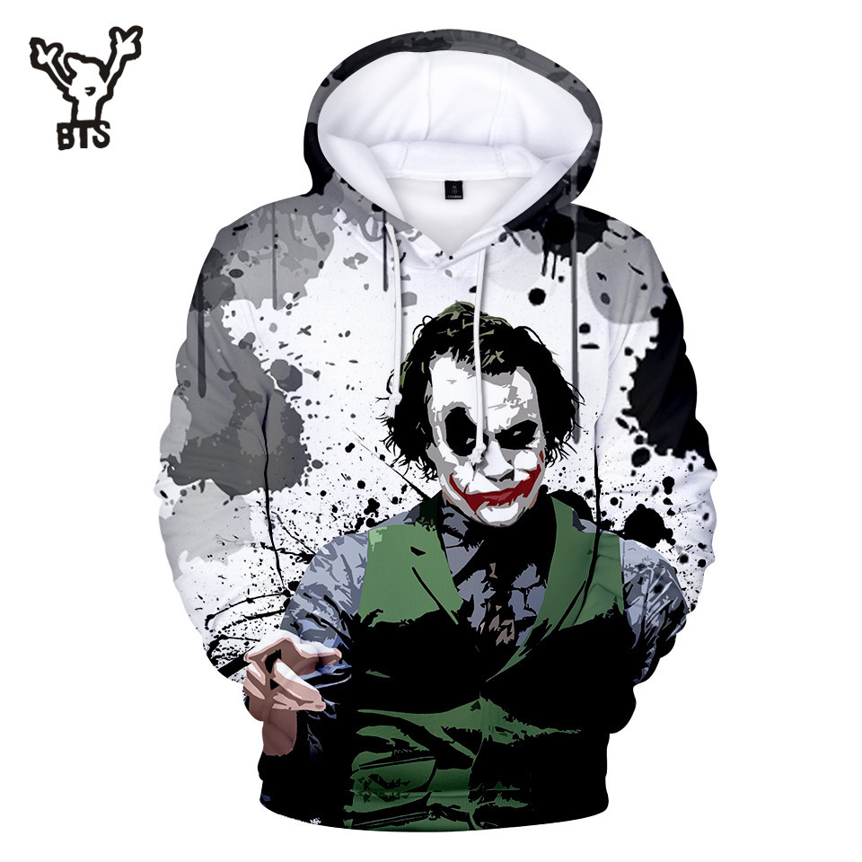 BTS Cool Super Villain Joker 3D Autumn Warm Hoodies Men Funny Print ...