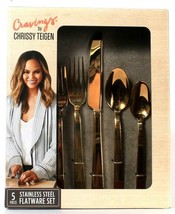 Cravings By Chrissy Teigen 5 Pc Gold PVD Coated Stainless Steel Flatware Set