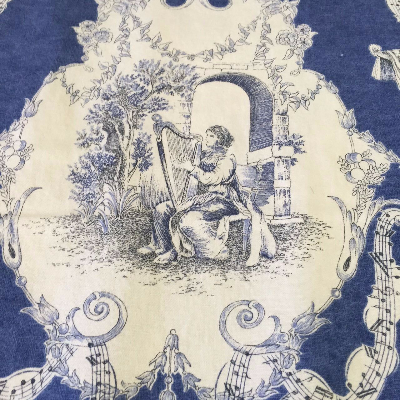 Les trois muses french toile cotton music motif print xwide fabric by ...