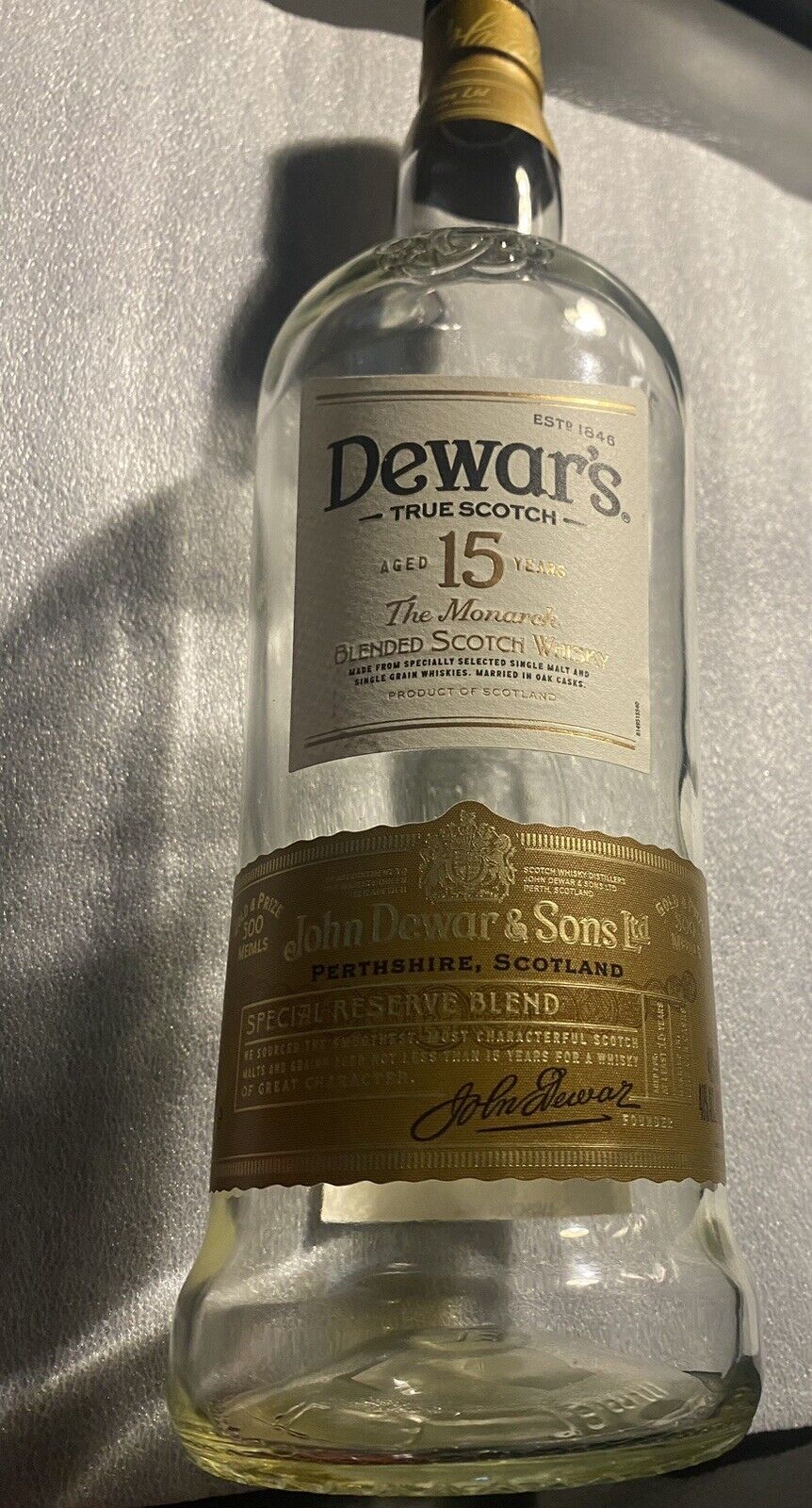 Dewar’s True Scotch Aged 15 Years Empty Bottle 1L Bottles
