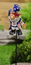 Star Spangled Gnome Garden Stake 40.8" high Double Pronged Resin with Iron Stake