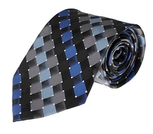 Mens Necktie Shades of Blue Grey and Black Unique Geometric Fashion Tie ...