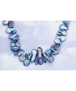 Vintage Mermaid Deepstones Beaded Necklace 18 inches H2 - $24.99