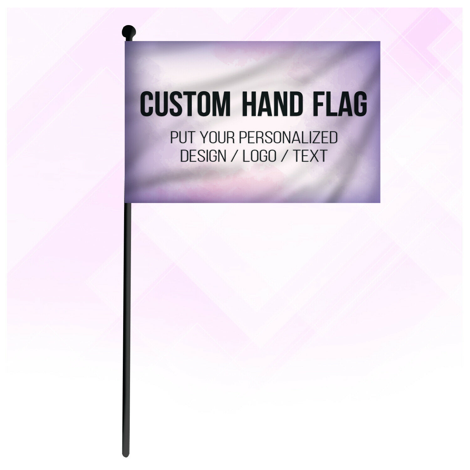 Custom Hand Waving Flag, 18"X12" Mini Handheld Polyester Fabric Table
