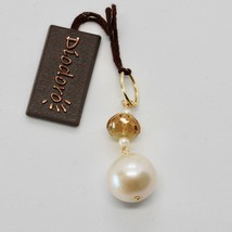 SOLID 18K YELLOW GOLD PENDANT WITH WHITE FW PEARL AND BEER QUARTZ MADE IN ITALY image 1