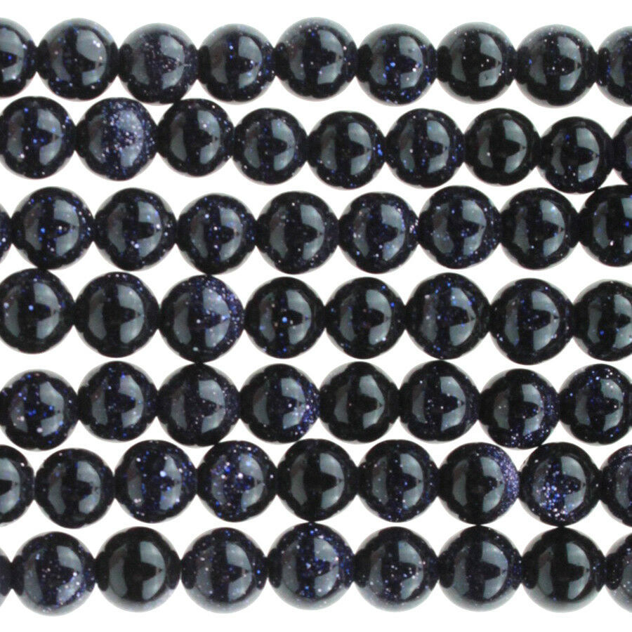 4mm Blue Goldstone (man-made) Round Beads (100 +/- per strand)